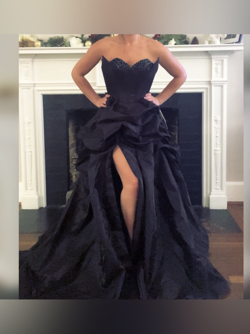 ❌SOLD❌ Ruffle a line corset goth prom dress, black wedding dress PS25501 - Picture 2 of 3